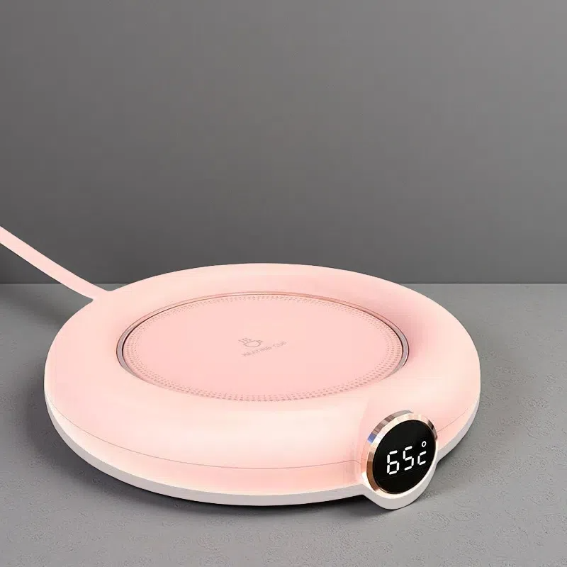 Smart Thermostatic Coffee Warmer – USB Powered Mug Heating Coaster with 3 Temp Settings & Auto Shut-Off Pink USB