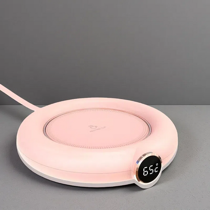 Smart Thermostatic Coffee Warmer – USB Powered Mug Heating Coaster with 3 Temp Settings & Auto Shut-Off Pink USB