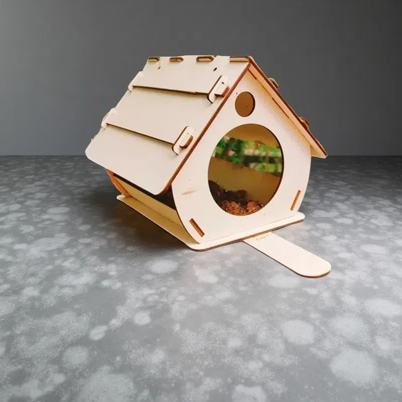 Hanging Wooden Bird Feeder DIY Assembly – Eco-Friendly European Plywood 32x20x17cm