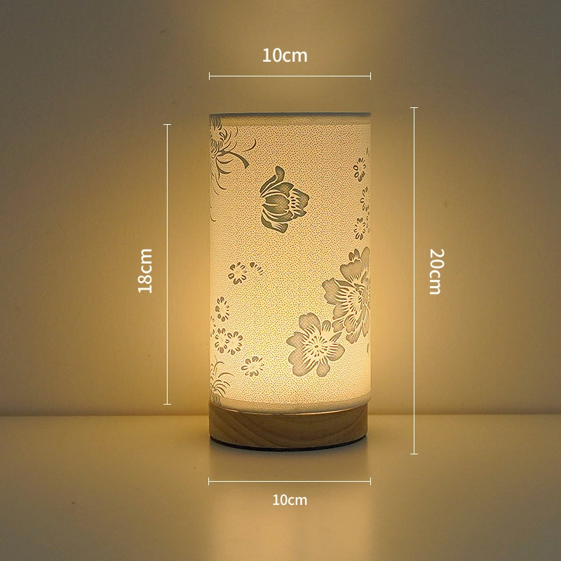 Creative Table Lamp – Fabric USB Night Light for Study, Bedroom & Relaxation Silver stamen flower