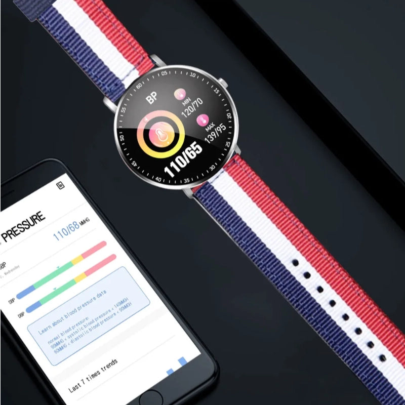 Full Touch Smart Bracelet – Fitness & Health Tracker with Stainless Steel Strap