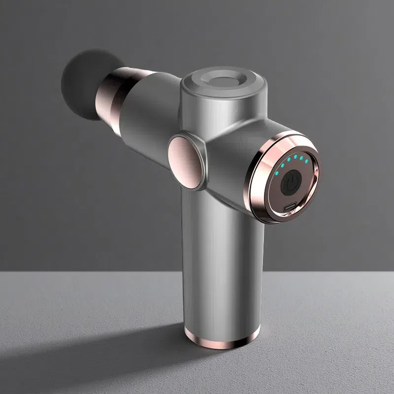 Electric Massage Gun – Rejuvenating Muscle Relaxer with 6-Speed Hammering Technology Grey Button type