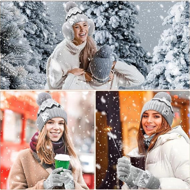 USB Electric Heating Knitted Hat, Scarf & Gloves Set – Keep Warm with Heated Wearables