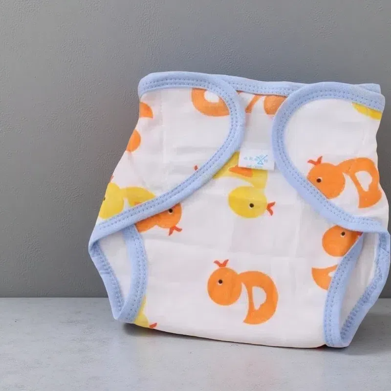 Cotton Cartoon Printed Cloth Diaper – Washable, Soft & Comfortable for Babies 0-2 Years Big yellow duck One size