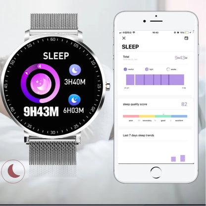 Full Touch Smart Bracelet – Fitness & Health Tracker with Stainless Steel Strap