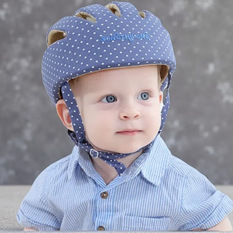Kids Cotton Safety Helmet – Soft Protective Hat for Toddlers (1–2 Years) Elegant blue