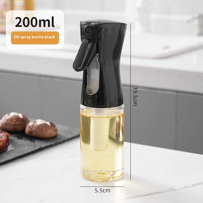 Kitchen Oil Spray Bottle – High-Pressure Atomization for Precise Cooking Control Black Transparent 200ml