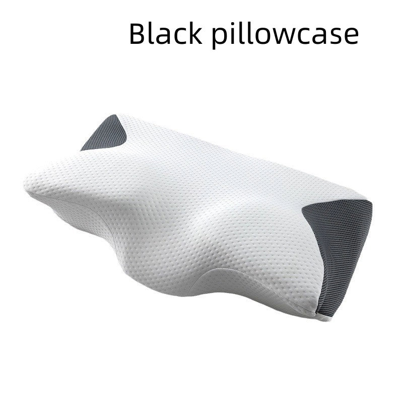 Bull Horn Memory Sleep Pillow – Ergonomic Neck Support for Deep Rest Black pillowcase