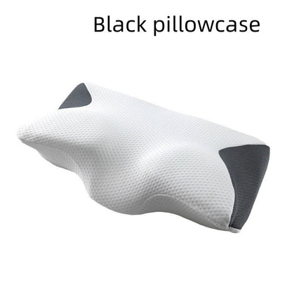 Bull Horn Memory Sleep Pillow – Ergonomic Neck Support for Deep Rest Black pillowcase