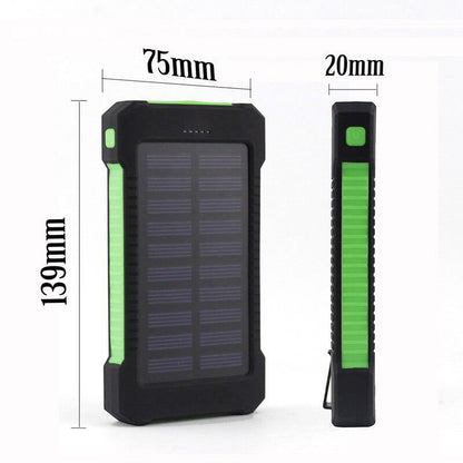 Ultra-Thin Outdoor Waterproof Solar Power Bank – 10,000mAh Portable Charger with LED Flashlight