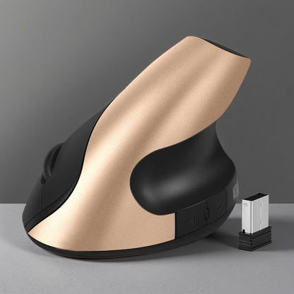 Ergonomic 2.4G Wireless Silent Mouse – Optical Design, 1600 DPI, 6 Buttons Golden dry battery USB