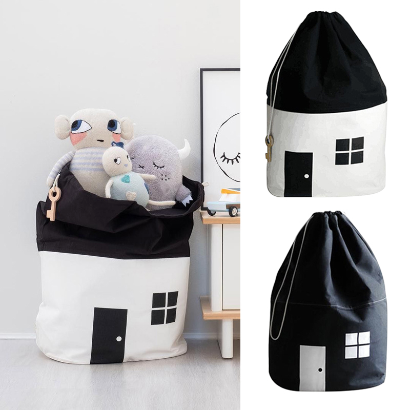 Baby Toy Storage Bag & Play Mat – Large Canvas Organizer with Cute House Design
