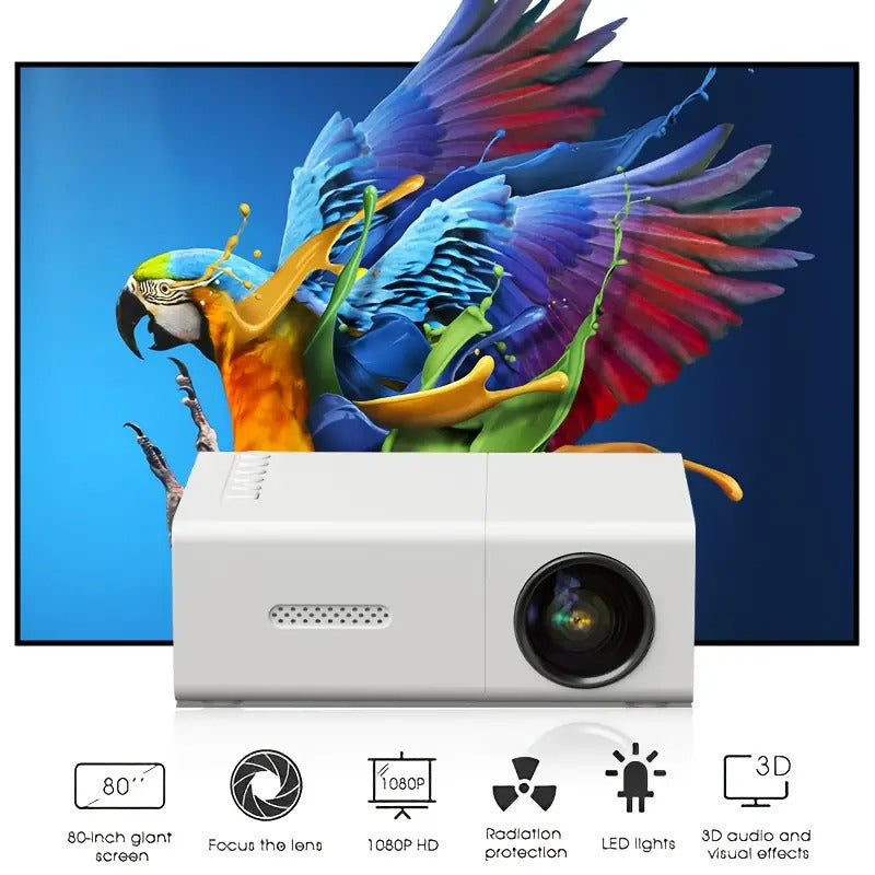 M100 Mini Portable LED Projector – Home Theater, Multiple Plug Standards