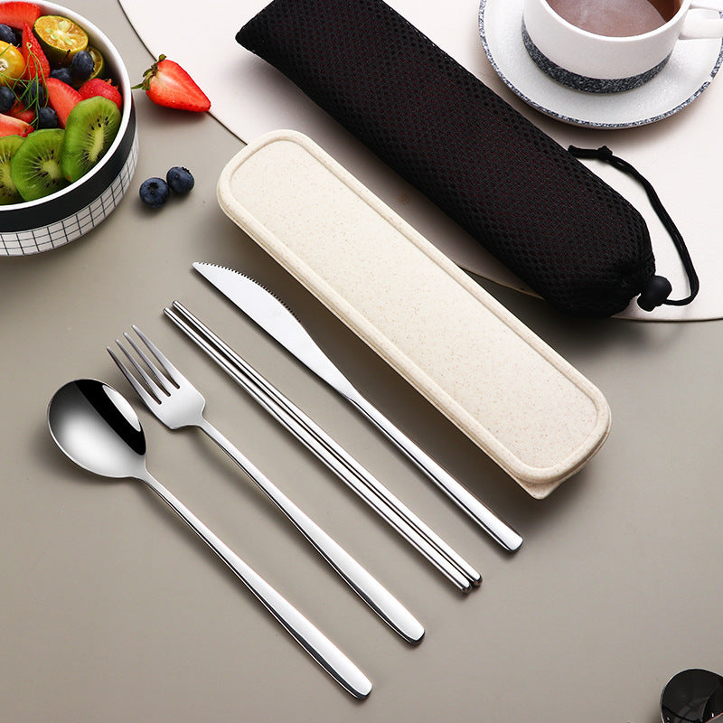 304 Stainless Steel Dinnerware Set – Portable Gold Flatware with Travel Case