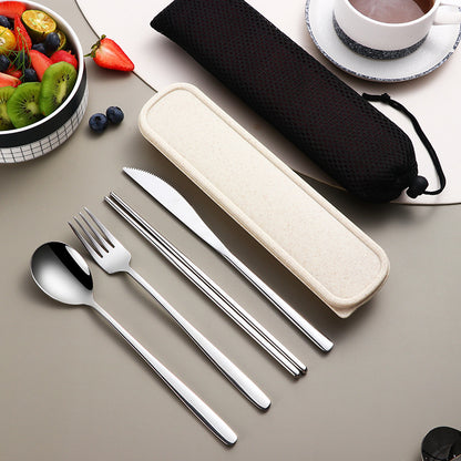 304 Stainless Steel Dinnerware Set – Portable Gold Flatware with Travel Case