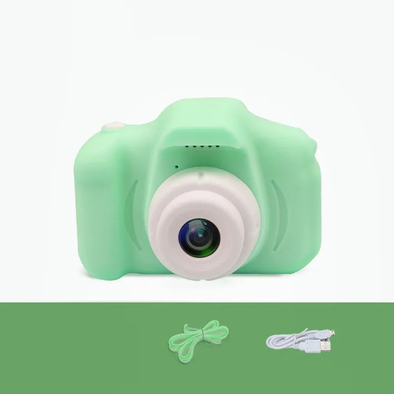 X2 HD Mini Cartoon Kids Digital Camera – 13MP Silicone Body with Full HD Video and 2.0" LCD Screen Green USB