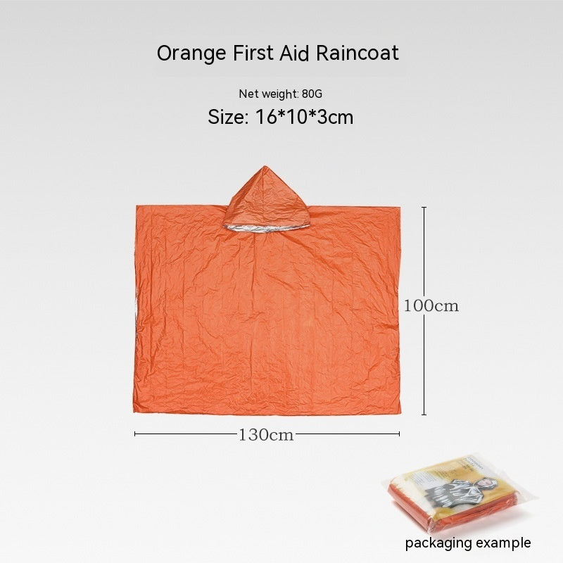 Portable Outdoor Disaster Relief Tent & Emergency Sleeping Bag Set – Lightweight 4-Season Shelter with Survival Accessories Raincoat Orange