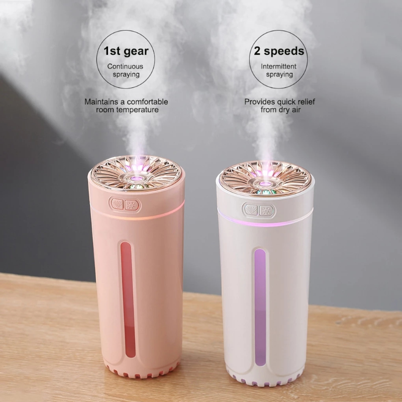 Wireless Air Humidifier with Colorful Lights – USB Rechargeable Cool Mist Diffuser for Car & Home