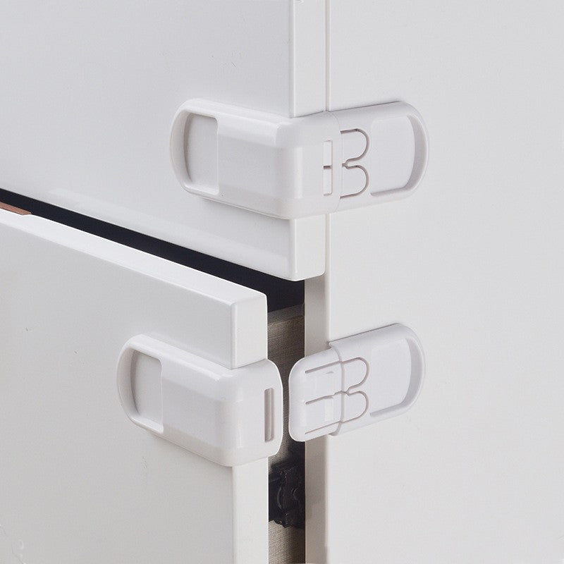 Child Safety Drawer Right Angle Lock – Secure ABS Childproof Lock for Cabinets and Drawers