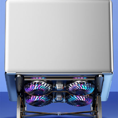 Folding Laptop Stand with Silent Cooling Fans – Adjustable Radiator for Desk & Lap Use | USB-C Charging