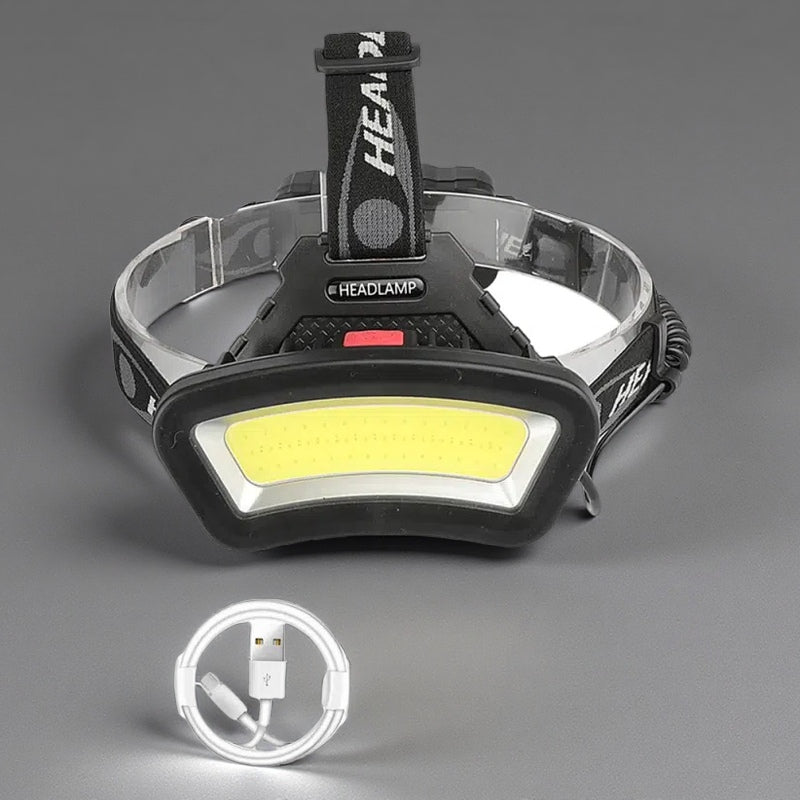 Lighting Distance Wide Angle COB LED Headlight – USB Rechargeable with 2x18650 Batteries Usb