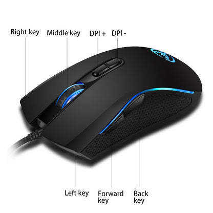 Colorful Luminous Wired Gaming Mouse – Ergonomic Design with 3200 DPI and 7 Programmable Keys