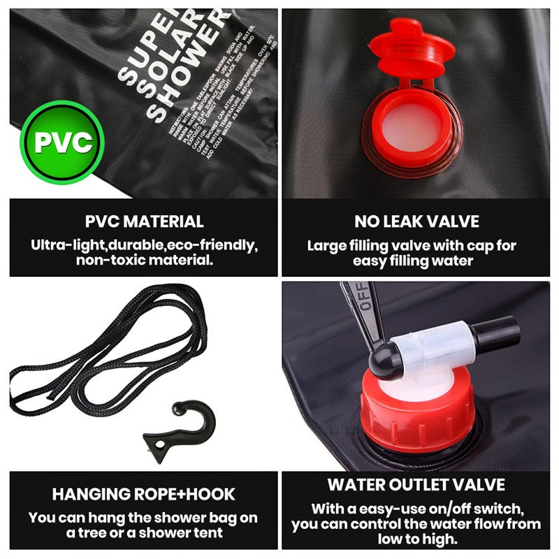 Outdoor Camping Solar Shower Bag – 20L Portable Foldable Shower with Shower Head