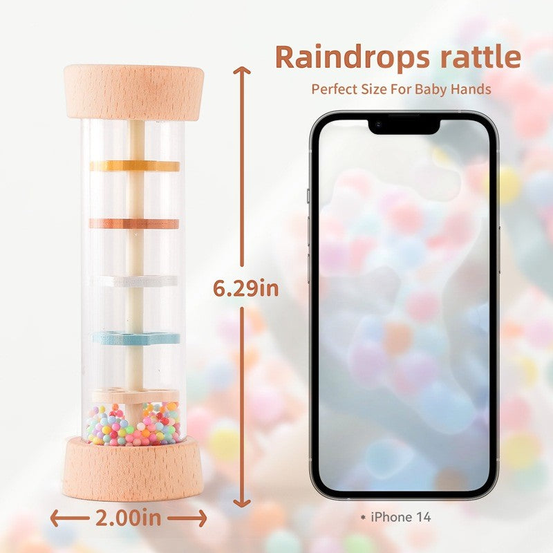 Rainbow Hourglass Rain Sound Tube – Wooden White Noise Toy for Baby Comfort and Sensory Play