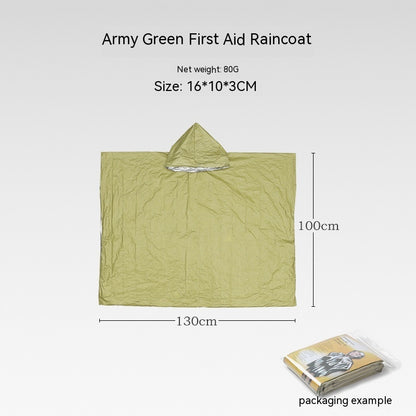 Portable Outdoor Disaster Relief Tent & Emergency Sleeping Bag Set – Lightweight 4-Season Shelter with Survival Accessories Raincoat Army Green