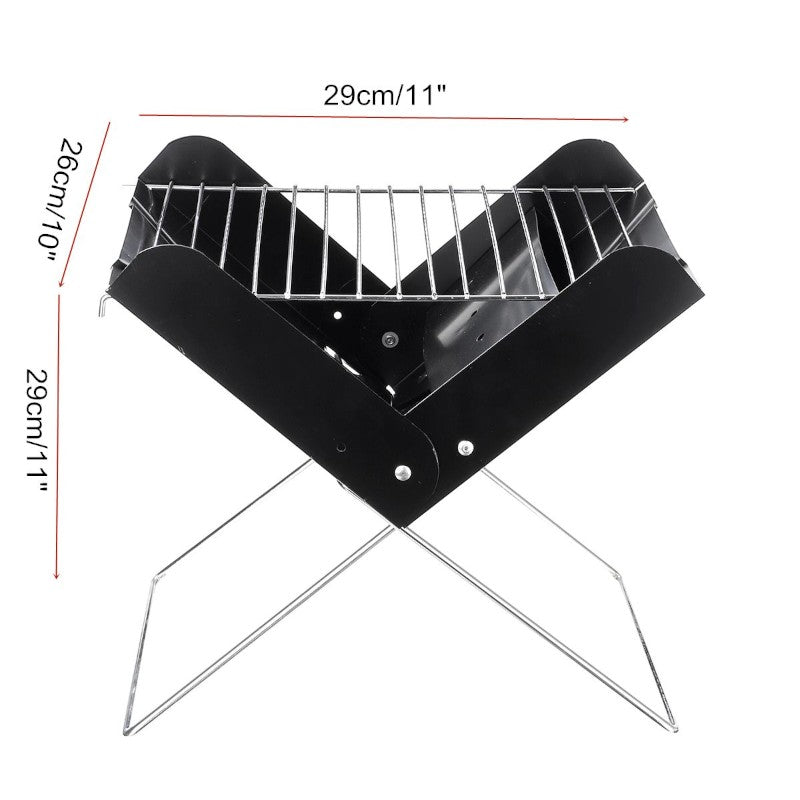 Portable Folding Stainless Steel BBQ Grill – Compact, Lightweight Charcoal Grill for Camping & Picnics