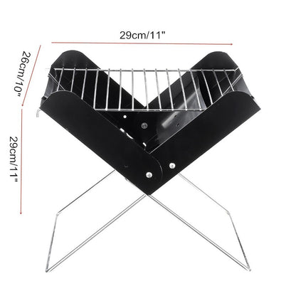 Portable Folding Stainless Steel BBQ Grill – Compact, Lightweight Charcoal Grill for Camping & Picnics