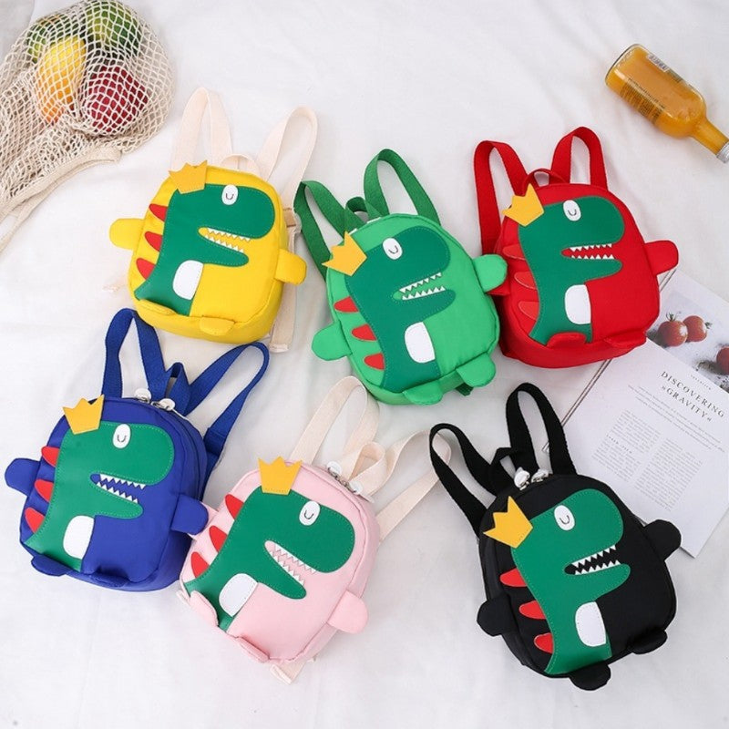 Happy Crown Dinosaur School Bag Backpack – Durable Canvas Kids’ Backpack with Polyester Lining