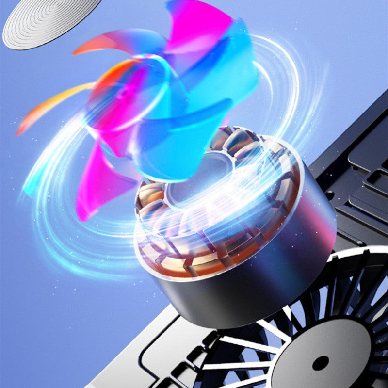 Folding Laptop Stand with Silent Cooling Fans – Adjustable Radiator for Desk & Lap Use | USB-C Charging