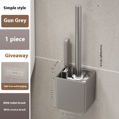 Wall-Mounted Toilet Brush Set – Long Handle, No Dead Angle Cleaning, 2-Brush Pack Simple Gray