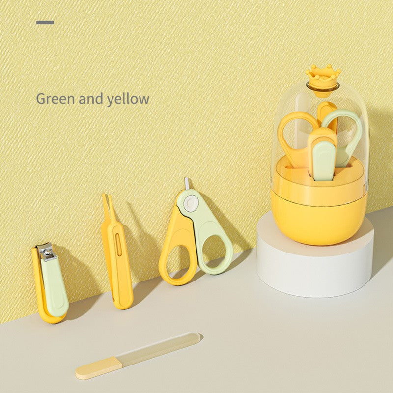 4-in-1 Baby Nail Care Kit – Clippers, Scissors, Tweezers & Nail File with Cute Protective Case Yellow