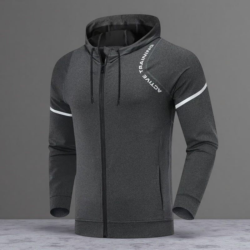 Men's Sports Casual Training Suit – Hooded Long Sleeve Set for All-Season Fitness & Outdoor Activity Dark Grey