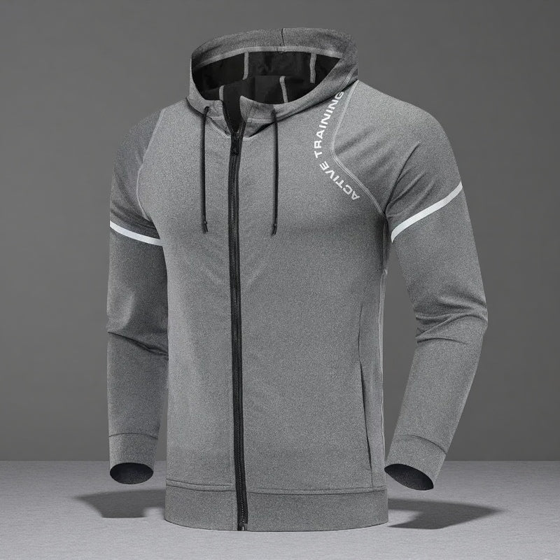 Men's Sports Casual Training Suit – Hooded Long Sleeve Set for All-Season Fitness & Outdoor Activity Light Grey