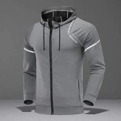 Men's Sports Casual Training Suit – Hooded Long Sleeve Set for All-Season Fitness & Outdoor Activity Light Grey