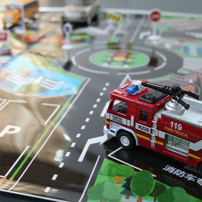 Traffic Scene Map Children's Mat – Educational Play Mat with City Roads and Traffic Design