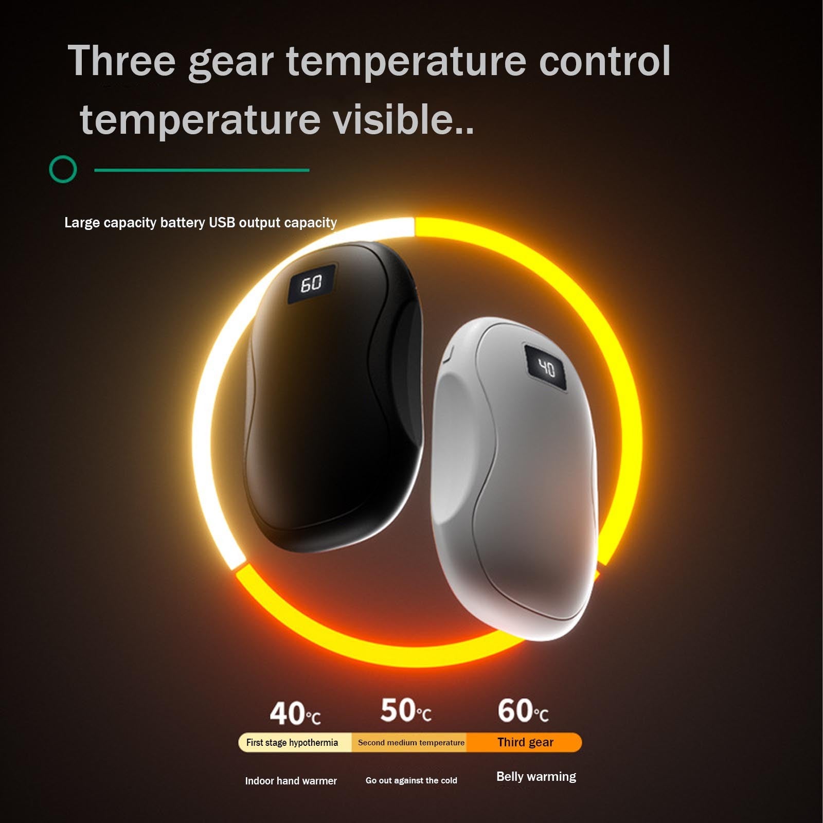 Electric Hand Warmer & Power Bank – Digital Display, USB Rechargeable, Portable Winter Essential