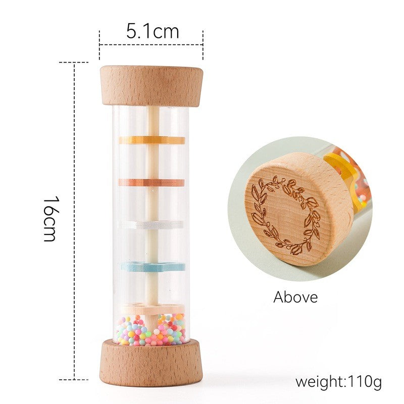 Rainbow Hourglass Rain Sound Tube – Wooden White Noise Toy for Baby Comfort and Sensory Play