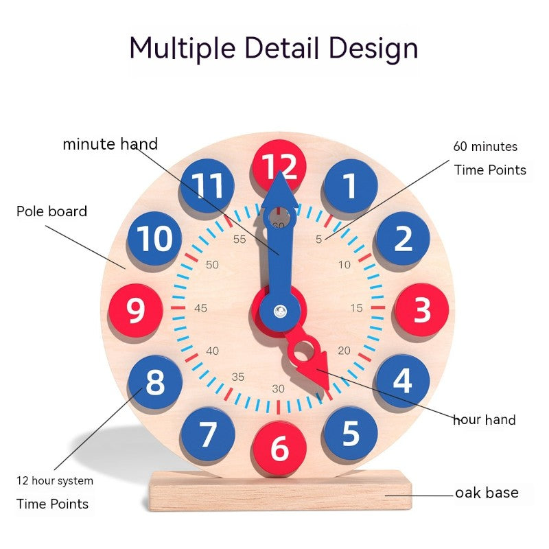 Wooden Learning Clock – Time-Telling Educational Toy for Kids