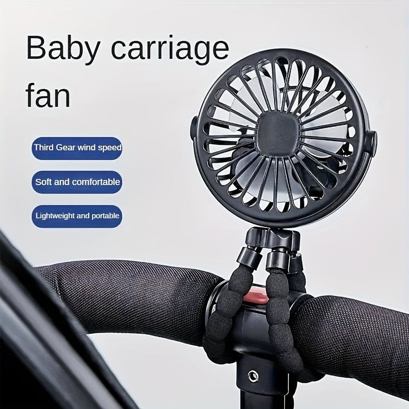 Portable USB Mini Octopus Fan – Adjustable Tripod Fan with LED Light for Stroller, Desk & More