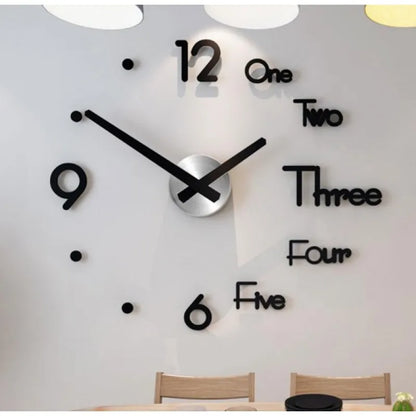 3D Wall Clock – Modern Stereo Digital Clock with Unique Design Black 70x63cm