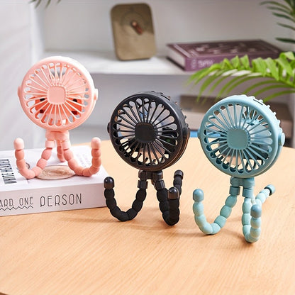Portable USB Mini Octopus Fan – Adjustable Tripod Fan with LED Light for Stroller, Desk & More