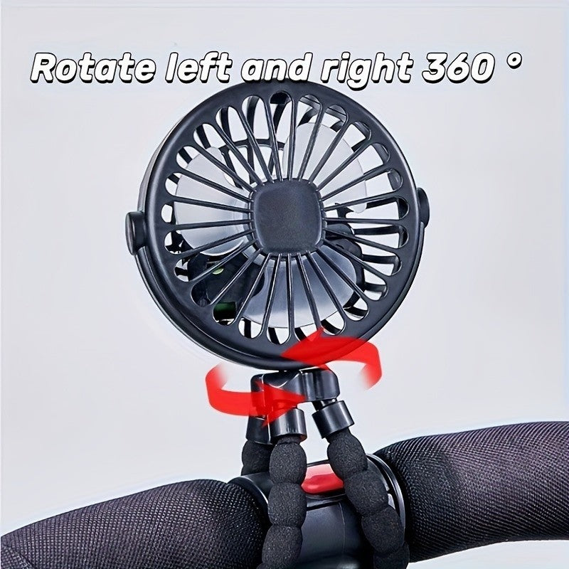 Portable USB Mini Octopus Fan – Adjustable Tripod Fan with LED Light for Stroller, Desk & More