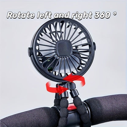 Portable USB Mini Octopus Fan – Adjustable Tripod Fan with LED Light for Stroller, Desk & More