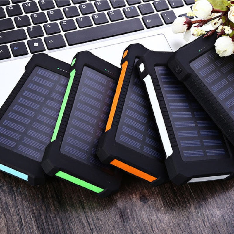 Ultra-Thin Outdoor Waterproof Solar Power Bank – 10,000mAh Portable Charger with LED Flashlight