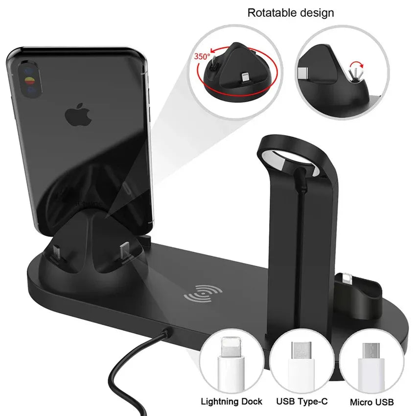 Wireless Charger 4 In 1 Charging Station For AppleIWatch Series 8 7 I-Phone 15 14 13 12 Pro Airpods Pro 3 2 Charging Stand Dock