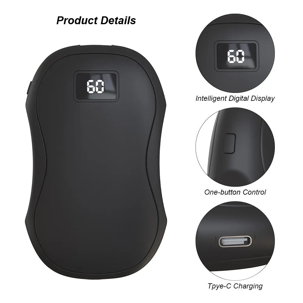 Electric Hand Warmer & Power Bank – Digital Display, USB Rechargeable, Portable Winter Essential